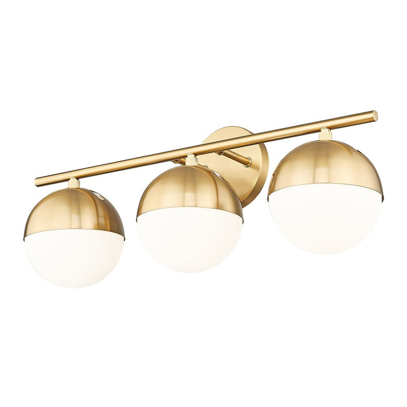 Z-Lite Realm Sphere 3 Light 7.5" Vanity, Modern Gold/Matte Opal