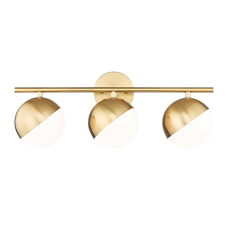 Z-Lite Realm Sphere 3 Light 7.5" Vanity, Modern Gold/Matte Opal