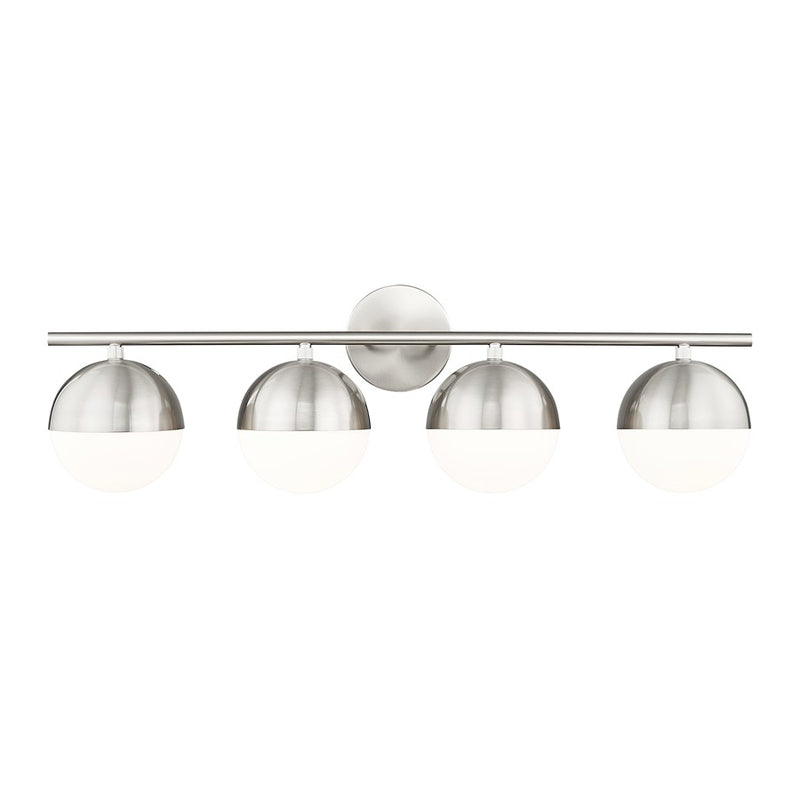 Z-Lite Realm Sphere 4 Light 7.5" Vanity, Brushed Nickel/Matte Opal - 7517-4V-BN