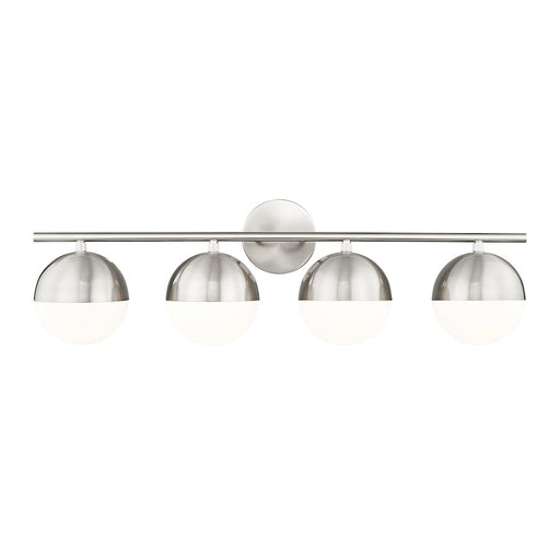 Z-Lite Realm Sphere 4 Light 7.5" Vanity, Brushed Nickel/Matte Opal - 7517-4V-BN