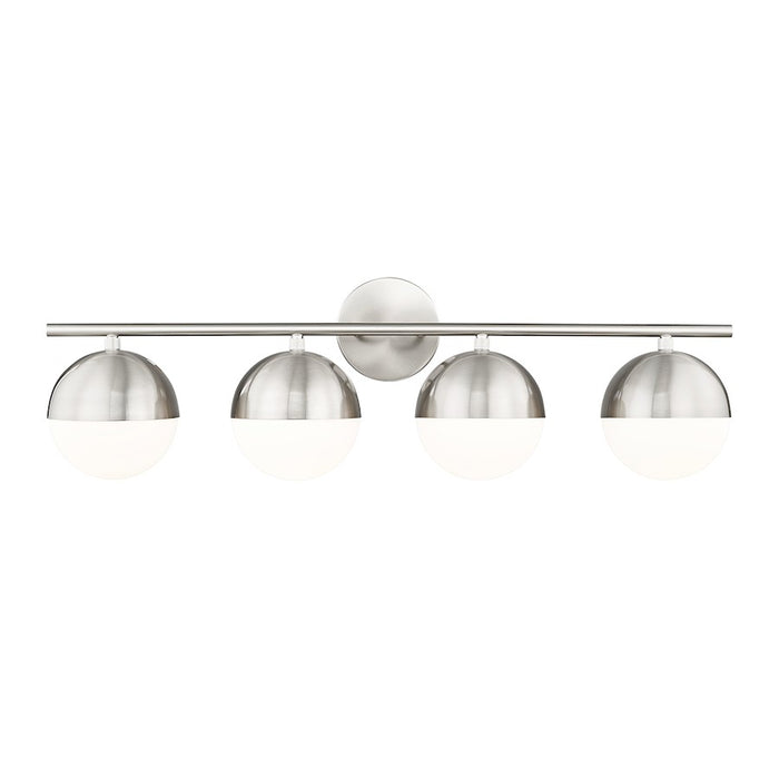 Z-Lite Realm Sphere 4 Light 7.5" Vanity, Brushed Nickel/Matte Opal - 7517-4V-BN