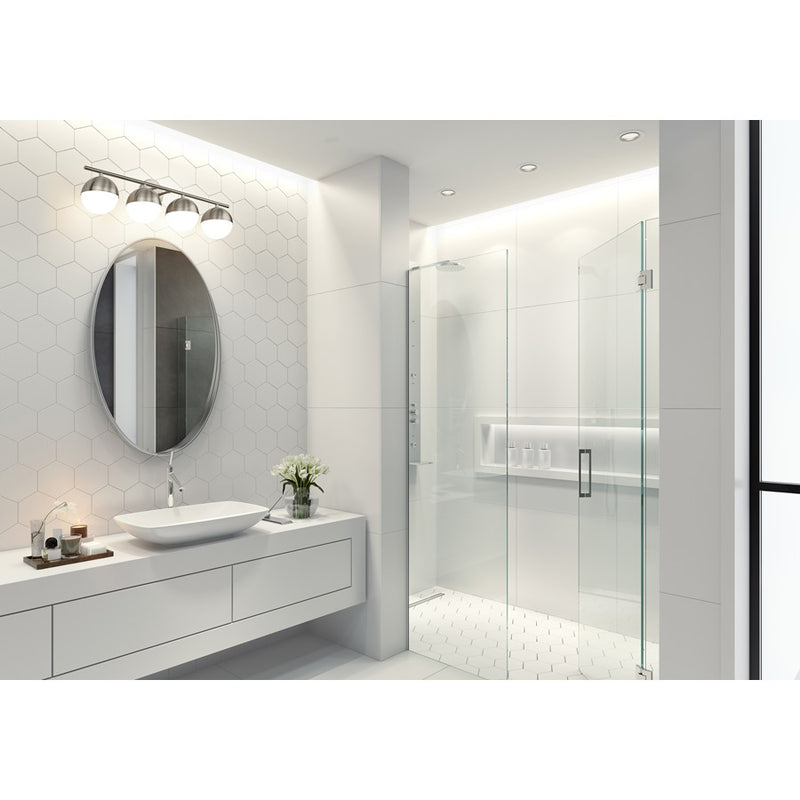 Z-Lite Realm Sphere 4 Light 7.5" Vanity, Brushed Nickel/Matte Opal