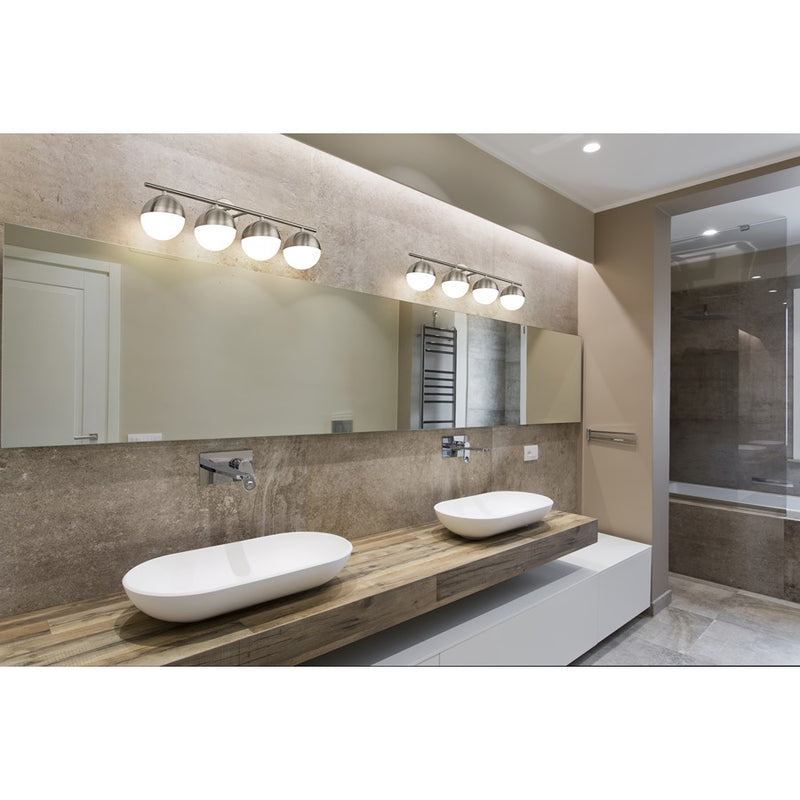 Z-Lite Realm Sphere 4 Light 7.5" Vanity, Brushed Nickel/Matte Opal