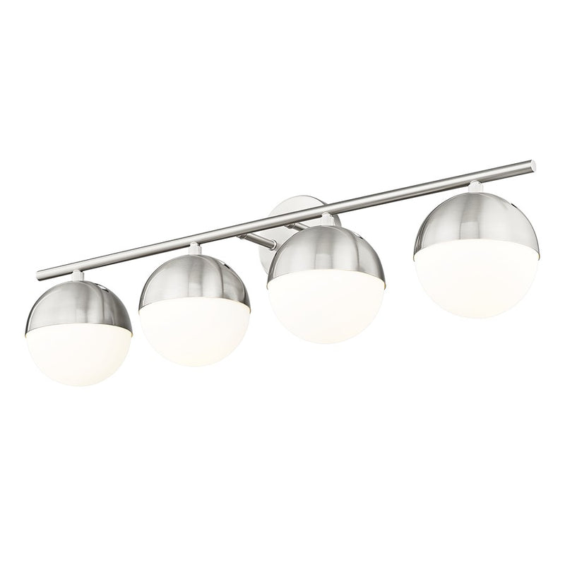Z-Lite Realm Sphere 4 Light 7.5" Vanity, Brushed Nickel/Matte Opal