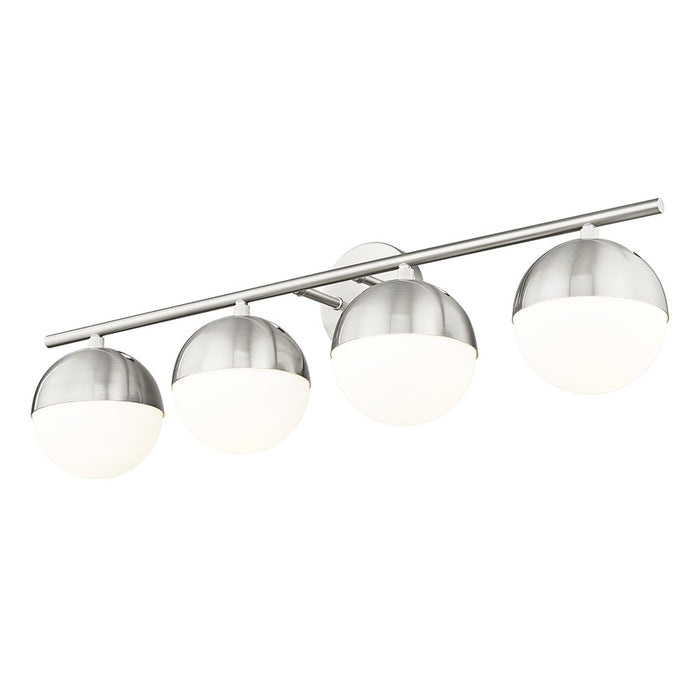 Z-Lite Realm Sphere 4 Light 7.5" Vanity, Brushed Nickel/Matte Opal