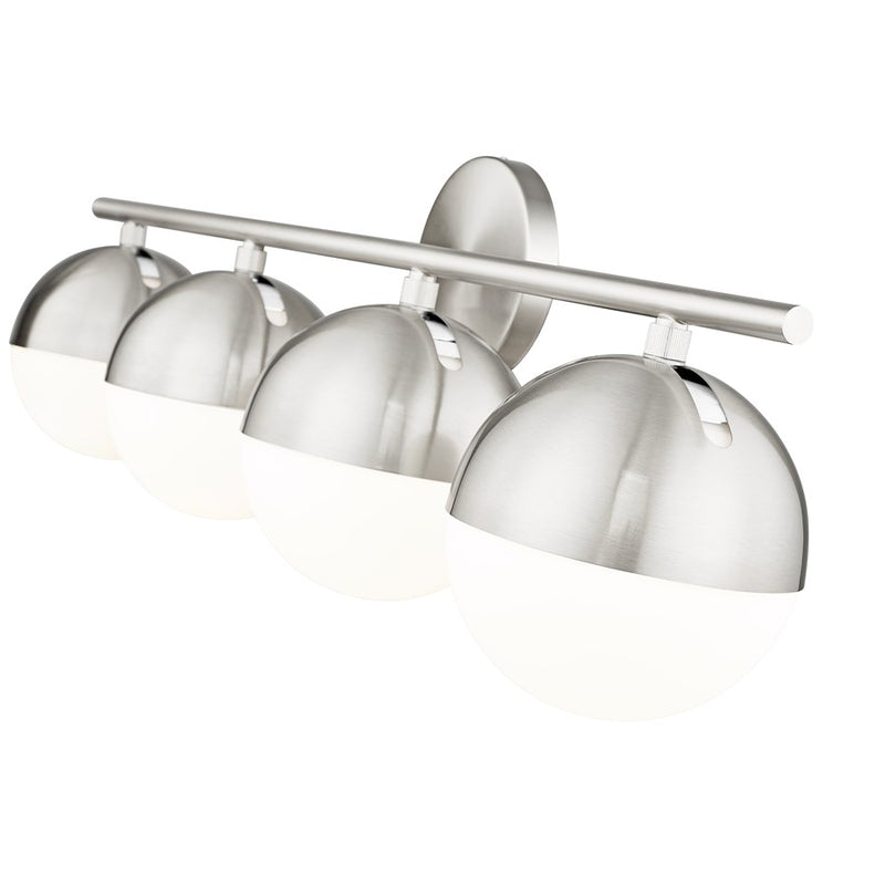Z-Lite Realm Sphere 4 Light 7.5" Vanity, Brushed Nickel/Matte Opal