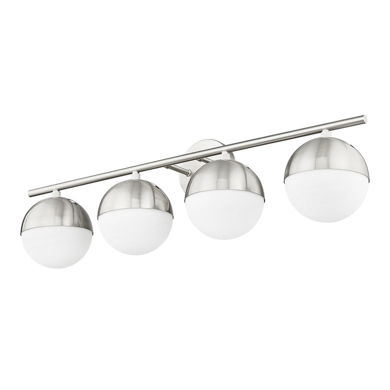 Z-Lite Realm Sphere 4 Light 7.5" Vanity, Brushed Nickel/Matte Opal