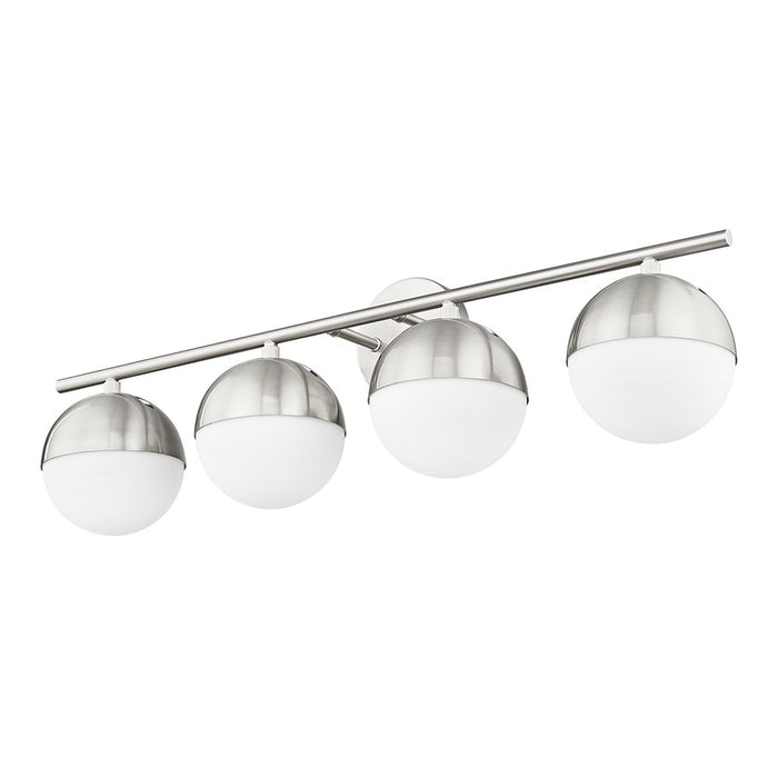 Z-Lite Realm Sphere 4 Light 7.5" Vanity, Brushed Nickel/Matte Opal