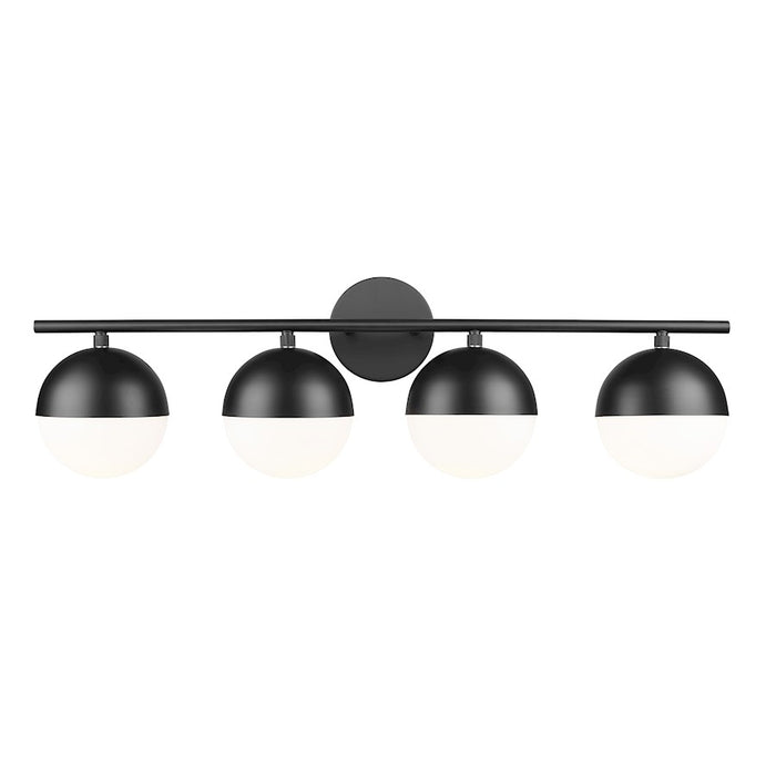 Z-Lite Realm Sphere 4 Light 7.5" Vanity, Matte Black/Matte Opal - 7517-4V-MB