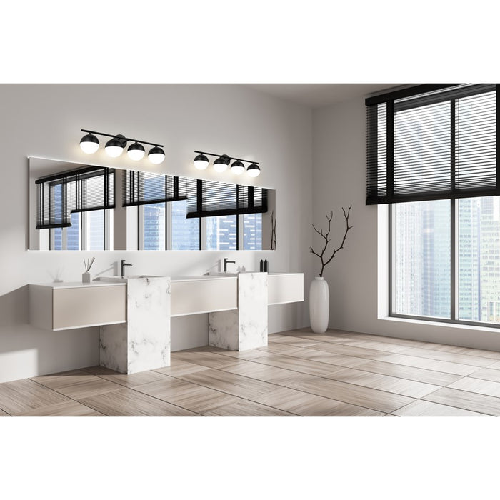 Z-Lite Realm Sphere 4 Light 7.5" Vanity, Matte Black/Matte Opal