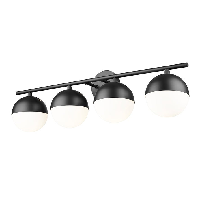 Z-Lite Realm Sphere 4 Light 7.5" Vanity, Matte Black/Matte Opal
