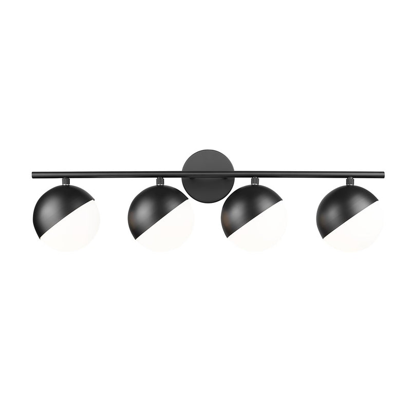 Z-Lite Realm Sphere 4 Light 7.5" Vanity, Matte Black/Matte Opal