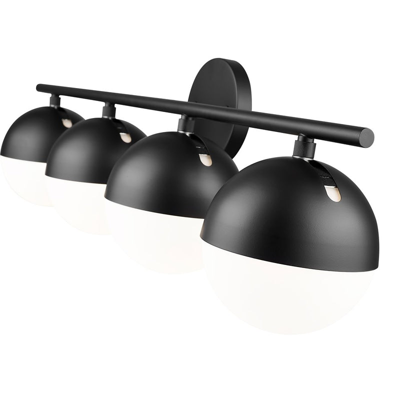 Z-Lite Realm Sphere 4 Light 7.5" Vanity, Matte Black/Matte Opal