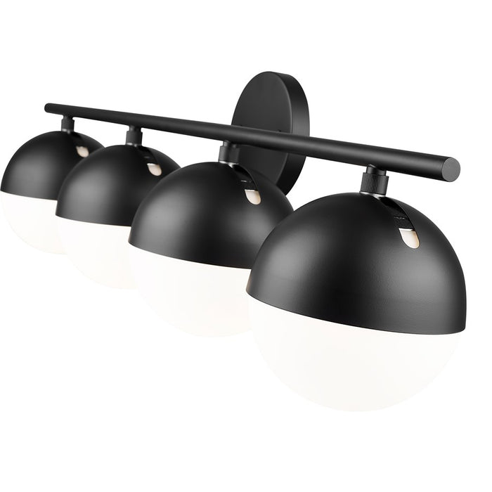 Z-Lite Realm Sphere 4 Light 7.5" Vanity, Matte Black/Matte Opal