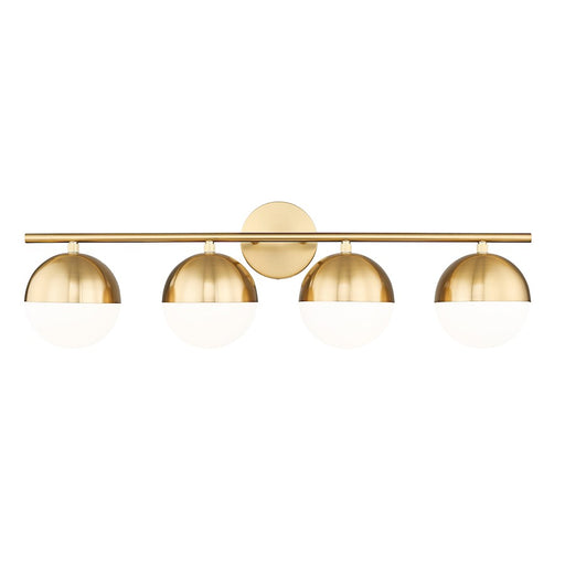 Z-Lite Realm Sphere 4 Light 7.5" Vanity, Modern Gold/Matte Opal - 7517-4V-MGLD