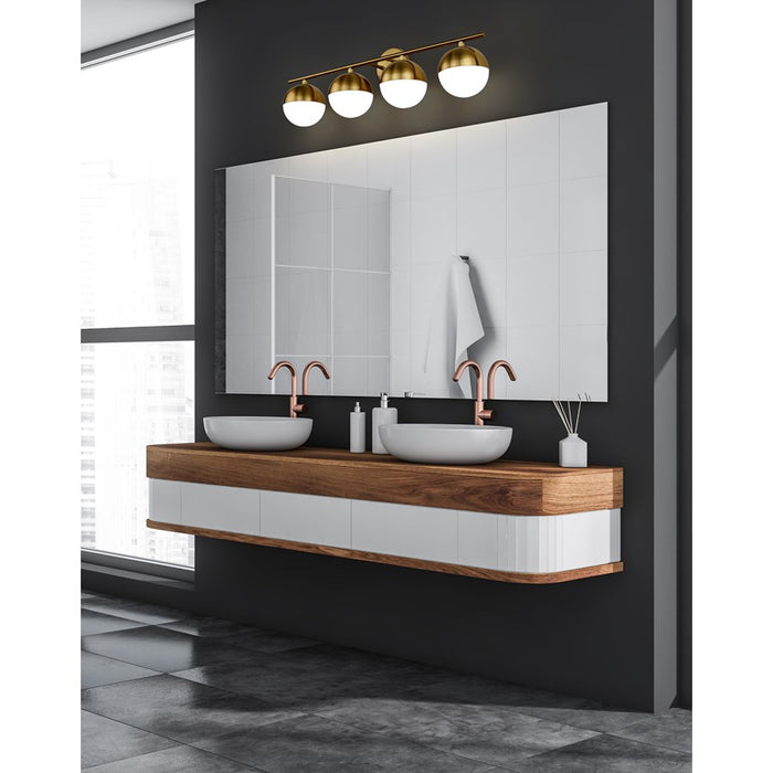 Z-Lite Realm Sphere 4 Light 7.5" Vanity, Modern Gold/Matte Opal