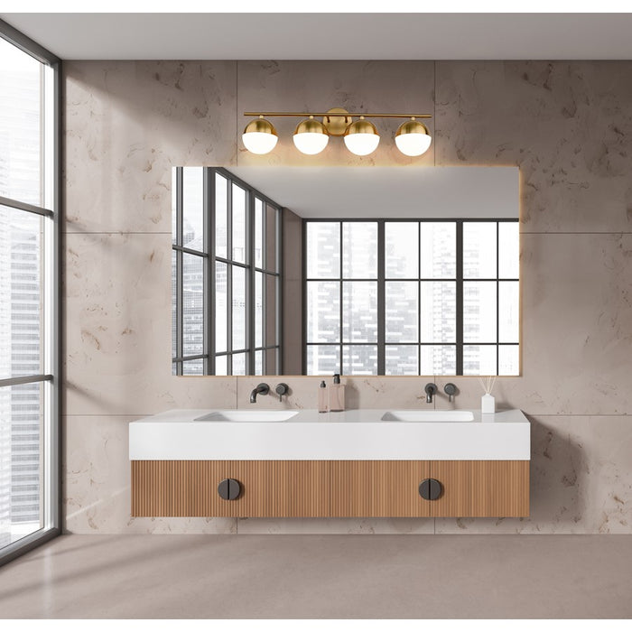 Z-Lite Realm Sphere 4 Light 7.5" Vanity, Modern Gold/Matte Opal