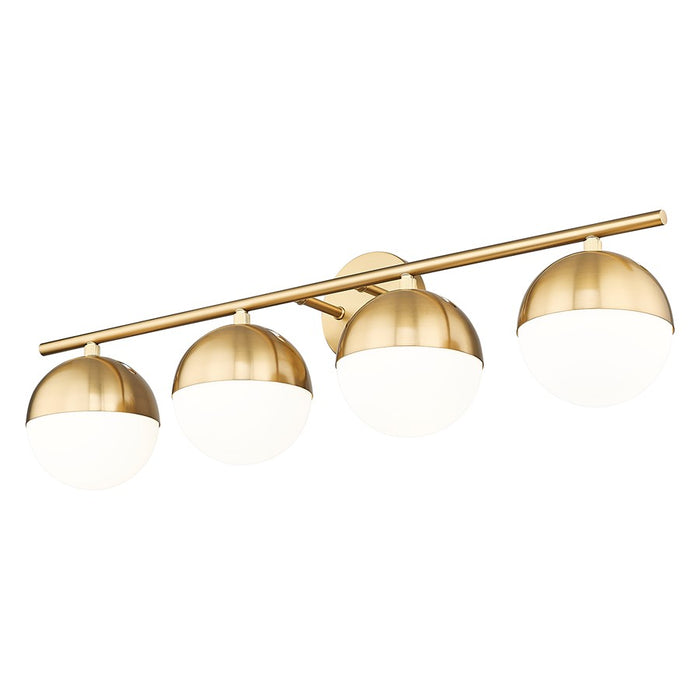 Z-Lite Realm Sphere 4 Light 7.5" Vanity, Modern Gold/Matte Opal