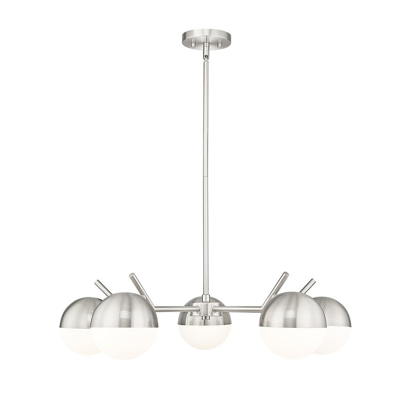 Z-Lite Realm Sphere 5 Light 32" Chandelier, Brushed Nickel/Matte Opal - 7517-5BN