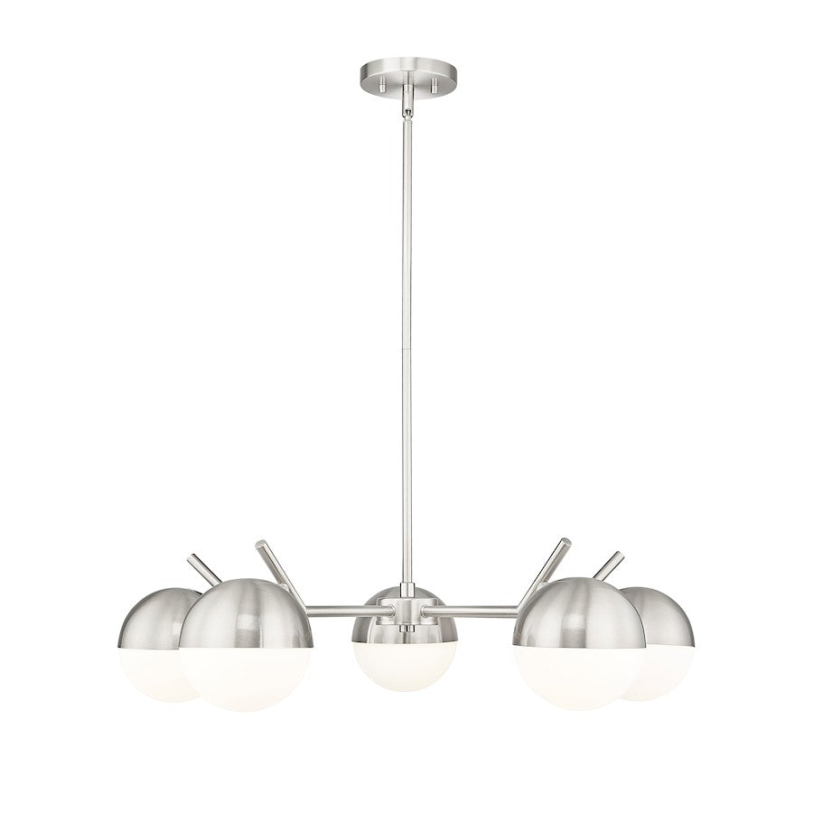 Z-Lite Realm Sphere 5 Light 32" Chandelier, Brushed Nickel/Matte Opal - 7517-5BN