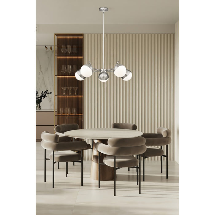 Z-Lite Realm Sphere 5 Light 32" Chandelier, Brushed Nickel/Matte Opal