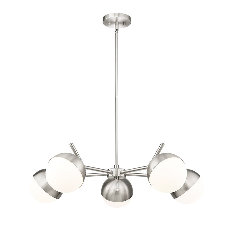 Z-Lite Realm Sphere 5 Light 32" Chandelier, Brushed Nickel/Matte Opal