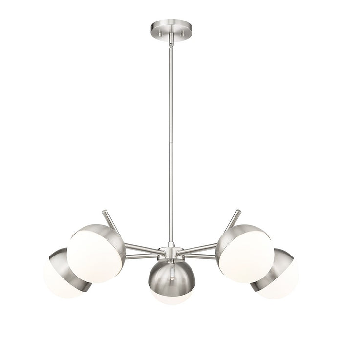 Z-Lite Realm Sphere 5 Light 32" Chandelier, Brushed Nickel/Matte Opal