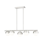 Z-Lite Realm Sphere 5 Light 42" Linear Chandelier, Nickel/Opal - 7517-5L-BN