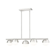 Z-Lite Realm Sphere 5Lt 42" Linear Chandelier, Nickel/Opal - 7517-5L-BN