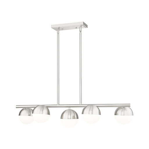 Z-Lite Realm Sphere 5Lt 42" Linear Chandelier, Nickel/Opal - 7517-5L-BN