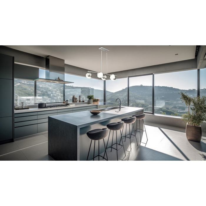 Z-Lite Realm Sphere 5Lt 42" Linear Chandelier, Nickel/Opal