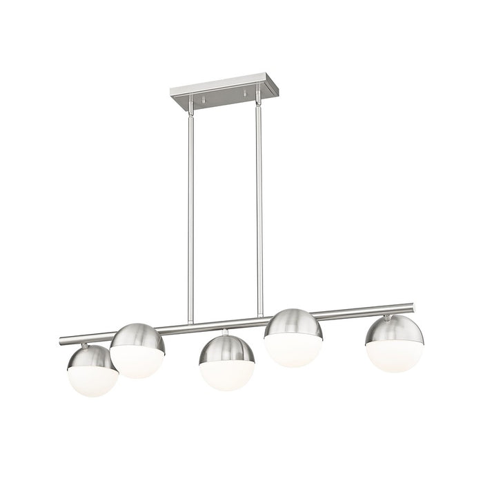 Z-Lite Realm Sphere 5 Light 42" Linear Chandelier, Nickel/Opal