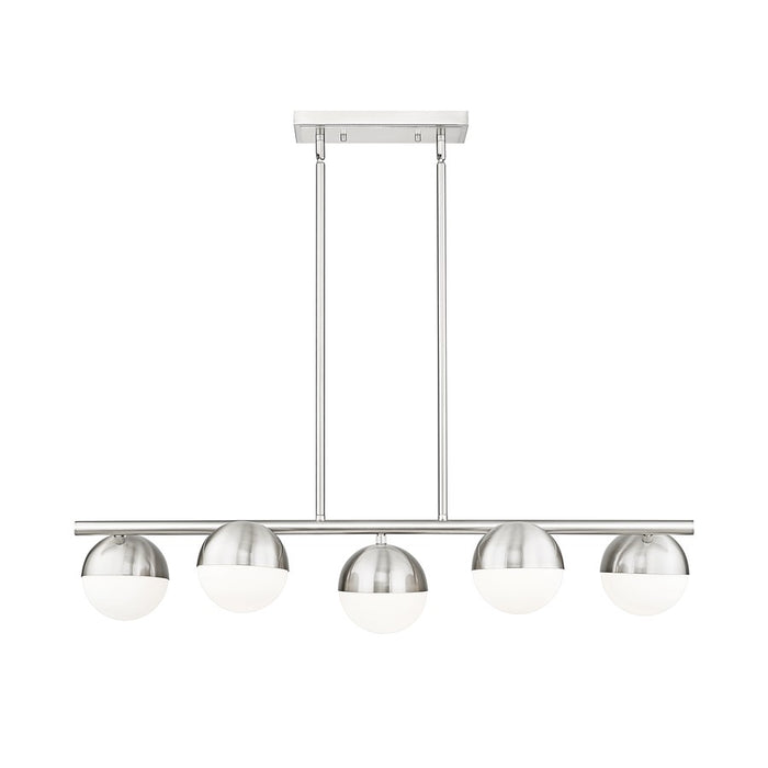 Z-Lite Realm Sphere 5 Light 42" Linear Chandelier, Nickel/Opal