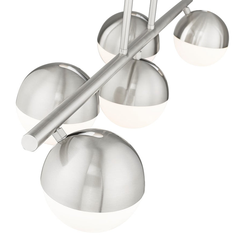 Z-Lite Realm Sphere 5 Light 42" Linear Chandelier, Nickel/Opal