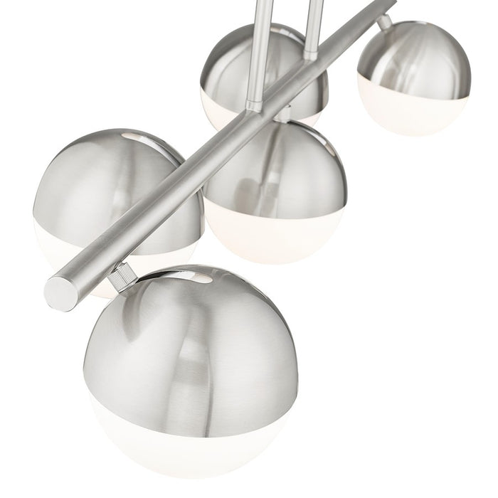Z-Lite Realm Sphere 5 Light 42" Linear Chandelier, Nickel/Opal