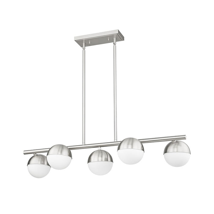 Z-Lite Realm Sphere 5 Light 42" Linear Chandelier, Nickel/Opal