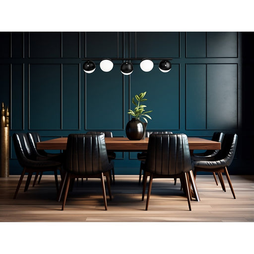 Z-Lite Realm Sphere 5 Light 42" Linear Chandelier, Black/Opal