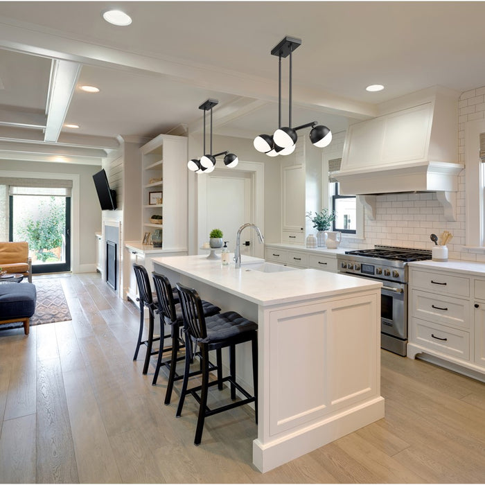 Z-Lite Realm Sphere 5Lt 42" Linear Chandelier, Black/Opal