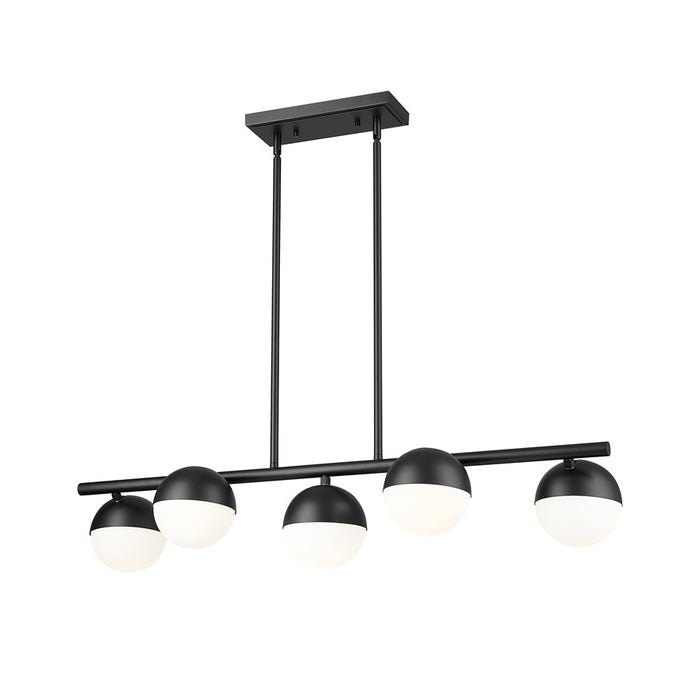 Z-Lite Realm Sphere 5 Light 42" Linear Chandelier, Black/Opal