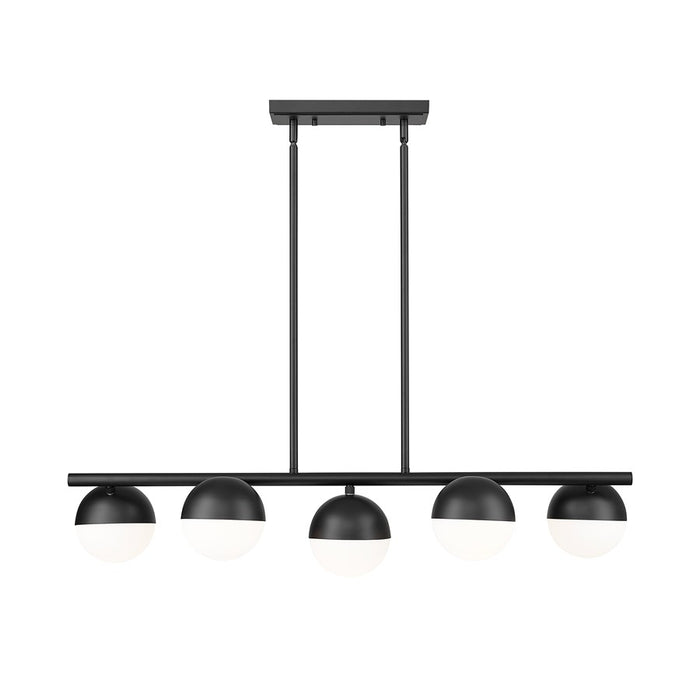 Z-Lite Realm Sphere 5 Light 42" Linear Chandelier, Black/Opal