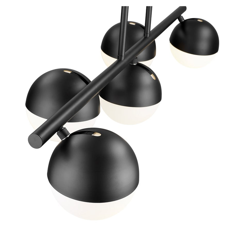 Z-Lite Realm Sphere 5 Light 42" Linear Chandelier, Black/Opal