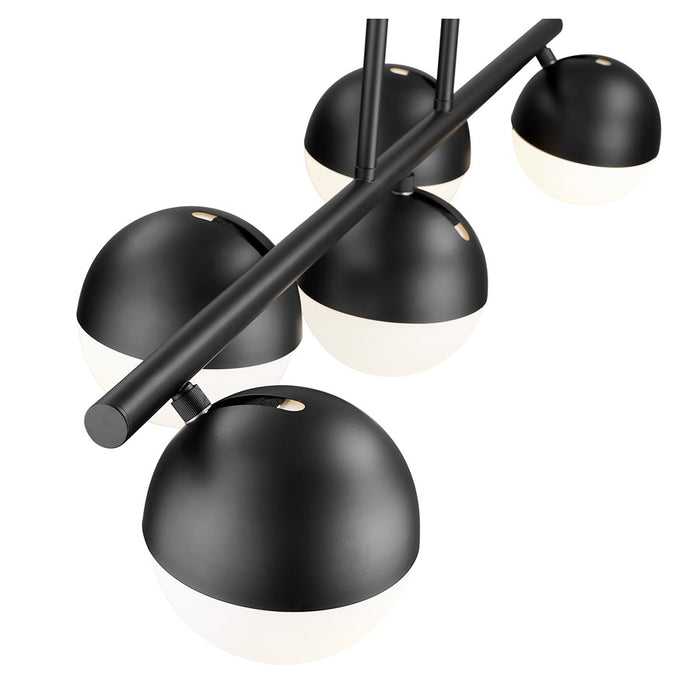 Z-Lite Realm Sphere 5 Light 42" Linear Chandelier, Black/Opal