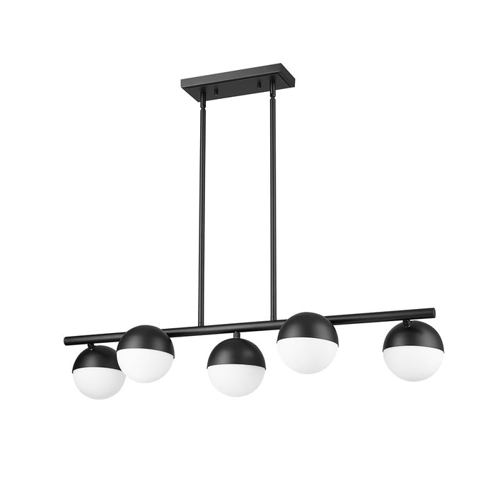 Z-Lite Realm Sphere 5 Light 42" Linear Chandelier, Black/Opal