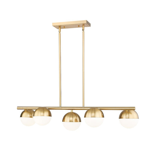 Z-Lite Realm Sphere 5 Light 42" Linear Chandelier, Gold/Opal - 7517-5L-MGLD