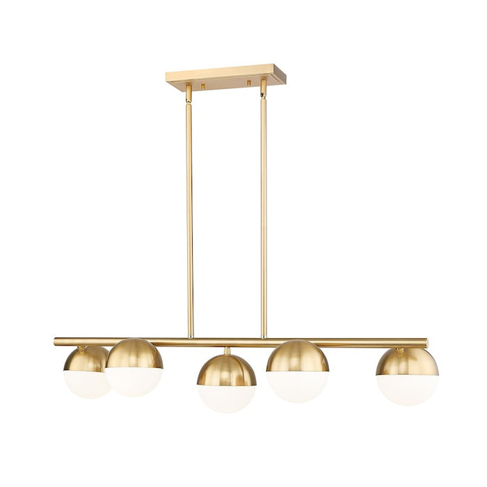 Z-Lite Realm Sphere 5 Light 42" Linear Chandelier, Gold/Opal - 7517-5L-MGLD