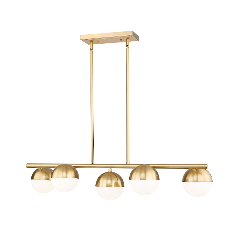Z-Lite Realm Sphere 5 Light 42" Linear Chandelier, Gold/Opal - 7517-5L-MGLD