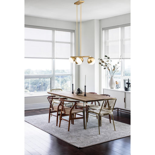 Z-Lite Realm Sphere 5 Light 42" Linear Chandelier, Gold/Opal