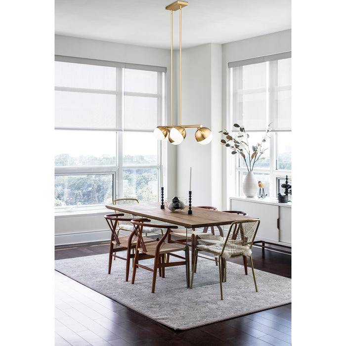 Z-Lite Realm Sphere 5 Light 42" Linear Chandelier, Gold/Opal