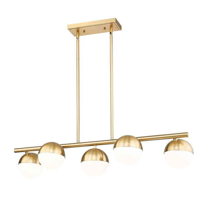 Z-Lite Realm Sphere 5 Light 42" Linear Chandelier, Gold/Opal