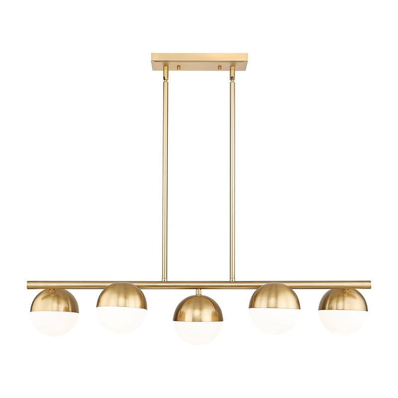 Z-Lite Realm Sphere 5 Light 42" Linear Chandelier, Gold/Opal